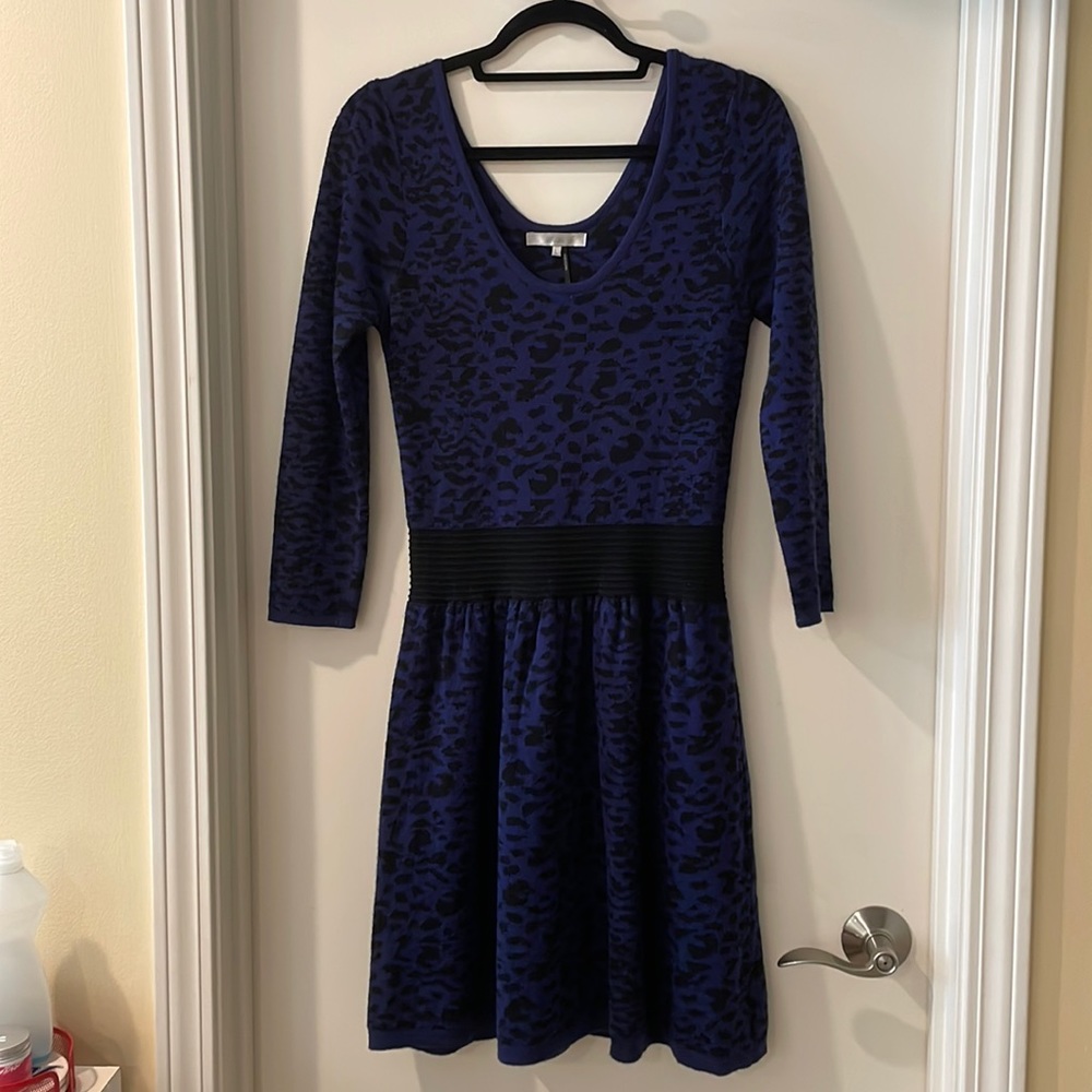 Purple/black animal print sweater dress